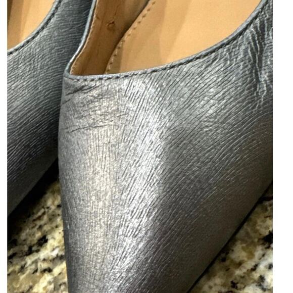 Calvin Klein GABRIANNA POINT TOE Leather Kitten Heel Pumps Size 6 gunmetal - Picture 6 of 10
